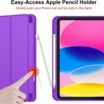 iMieet Case for New iPad 10.9 Inch (10th Gen, 2022) - Trifold Stand with Pencil Holder, Soft TPU Back, and Auto Wake/Sleep (Grape Purple)