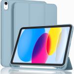 iMieet Case for New iPad 10.9 Inch (10th Gen, 2022) - Trifold Stand with Pencil Holder, Soft TPU Back, and Auto Wake/Sleep (Light Blue)