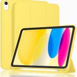 iMieet Case for New iPad 10.9 Inch (10th Gen, 2022) - Trifold Stand with Pencil Holder, Soft TPU Back, and Auto Wake/Sleep (Yellow)