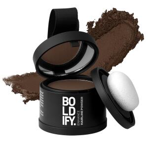 BOLDIFY Hairline Powder (Medium Brown): Root touch-up and instant gray coverage. 48-hour stain-proof color for women and men; an alternative to hair fibers and toppers.