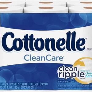 Cottonelle Ultra CleanCare Toilet Paper, Strong Bath Tissue, 12 Double Rolls