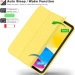 iMieet Case for New iPad 10.9 Inch (10th Gen, 2022) - Trifold Stand with Pencil Holder, Soft TPU Back, and Auto Wake/Sleep (Yellow)