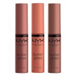 NYX PROFESSIONAL MAKEUP Butter Gloss Brown Sugar, Pack Of 3 (Sugar High, Spiked Toffee, Butterscotch), Non Sticky Lip Gloss