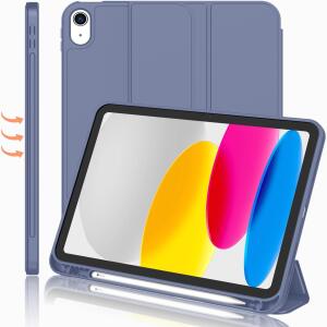 iMieet Case for New iPad 10.9 Inch (10th Gen, 2022) - Trifold Stand with Pencil Holder, Soft TPU Back, and Auto Wake/Sleep (Lavender)