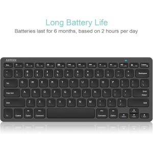 Arteck Ultra-Slim Keyboard Compatible with iPad, iPhone and Other Bluetooth Enabled Devices Including iOS, Android, Windows - Black