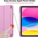 iMieet Case for New iPad 10.9 Inch (10th Gen, 2022) - Trifold Stand with Pencil Holder, Soft TPU Back, and Auto Wake/Sleep (Pastel Violet)