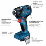 Bosch 18V Brushless 2 Tool Impact Drill and Driver Poer Tool Combo Kit with Soft Case, 2 Batteries and Charger