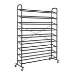 MZG 59 Inch 9 Tier 54 Pair Black Steel Shoe Rack 