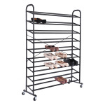 MZG 59 Inch 9 Tier 54 Pair Black Steel Shoe Rack 