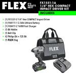 FLEX 1/4-in Brushless Cordless Impact Driver, COMPACT 24-Volt (Includes 1 Battery, Charger, and Soft Bag)