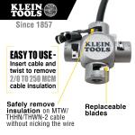 Klein Tools (2/0-250 MCM) Large Cable Stripper Wire Strippers