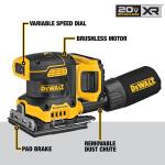 DEWALT20V MAX XR Cordless Brushless 1/4 Sheet Variable Speed Sander w/ 2.0Ah Battery and Charger