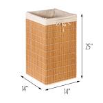 Honey Can Do 25 Inch Durable Metal Laundry Hamper, Brown, Eco-Friendly Bamboo and Cotton Construction