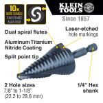 Klein Tools 1-1/8 inch Quick Release Step Drill Bit