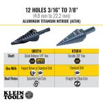 Klein Tools 3/16-Inch to 7/8-Inch 12-Step Drill Bit - KTSB14