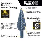 Klein Tools 3/16-Inch to 7/8-Inch 12-Step Drill Bit - KTSB14