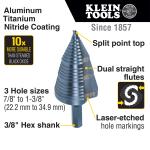 Klein Tools 7/8-Inch to 1-3/8-Inch 3-Step Drill Bit - KTSB15