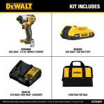 DEWALT 20V Max 1/4-in Brushless Cordless Impact Driver (with Soft Bag, Battery and Charger)