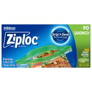 Ziploc 90 Count Pack Sandwich Food Bag