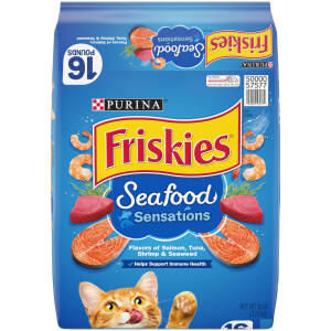 Nestle Purina Friskies Seafood Sensations Dry Cat Food, 16 LB Bag Salmon, Tuna, and Shrimp Flavors