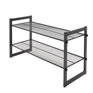 Style Selections 16 by 29 Inch 2 Tier 6 Pair Gray Metal Shoe Rack