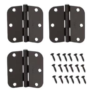 Everbilt Door Hinge (3-Pack) 3-1/2 in. x 5/8 in. Radius Oil-Rubbed Bronze Squeak-Free