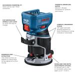 Bosch 1/4 in 4 Amp 1.39 HP Variable Brushless Combo Fixed/Plunge Cordless Route