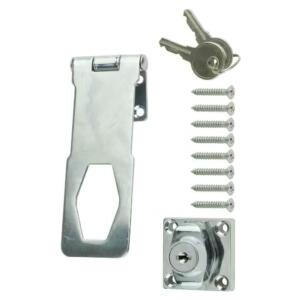 Everbilt 4-1/2 in. Key Locking Safety Hasp Chrome