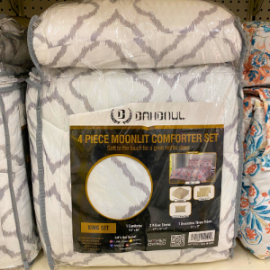 Dahdoul 4 Pc King Solid Printed Moonlit Comforter Set Lattice Scroll