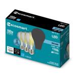 EcoSmart 100-Watt Equivalent A19 Dimmable Clear Glass Filament LED Light Bulb Daylight (4-Pack)