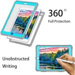 Transy Waterproof iPad 9th /8th/7th Generation Case Built-in Screen Protector Full Body Shockproof Protection Case with Strap (Blue)