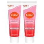 Lume Whole Body Deodorant, Peony Rose, 3.0 ounce (Pack of 2), Invisible Cream Tube, 72 Hour Odor Control, Aluminum Free, Baking Soda Free, Skin Safe