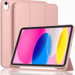 iMieet Case for New iPad 10.9 Inch (10th Gen, 2022) - Trifold Stand with Pencil Holder, Soft TPU Back, and Auto Wake/Sleep (Rose Gold)