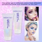 MEICOLY Fine Body Glitter (50ml): Color-changing glitter gel for body, face, hair, lips, and eyes. Long-lasting holographic sequins in sparkling pink, perfect for Halloween makeup.