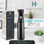 Hula Home Spray Bottle for Hair (10.1oz/300ml) Continuous Empty Ultra Fine Plastic Water Mist Sprayer Black, For Hairstyling, Cleaning, Salons, Plants, Essential Oil Scents & More