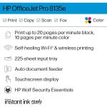 HP OfficeJet Pro 8135e Wireless All-in-One Color Inkjet Printer