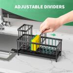 Cisily Sponge Holder for Kitchen Sink, Sink Caddy with High Brush Holder, Kitchen Sink Organizer Countertop Rustproof 304 Stainless Steel