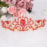 Didder Gold Tiaras: Elegant red rhinestone crowns with combs for women and girls, perfect for weddings, proms, and birthday parties.