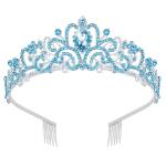 Didder Silver Tiaras: Elegant blue crystal crowns with combs, perfect for weddings, birthdays, proms, and parties for women and girls.