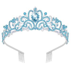 Didder Silver Tiaras: Elegant blue crystal crowns with combs, perfect for weddings, birthdays, proms, and parties for women and girls.