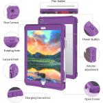 Transy Waterproof iPad 9th /8th/7th Generation Case Built-in Screen Protector Full Body Shockproof Protection Case with Strap (Purple)