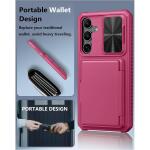 ATATOO for Samsung Galaxy S24+ Plus Case with Card Holder 6.7"​ , Hot Pink