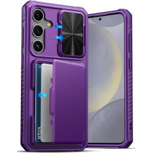 ATATOO for Samsung Galaxy S24+ Plus Case with Card Holder 6.7"​ , Dark Purple