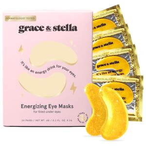 Grace & Stella Under Eye Masks (Gold, 24 Pairs) - Vegan, cruelty-free gel patches to reduce dark circles, puffiness, and wrinkles. Perfect gift for women!