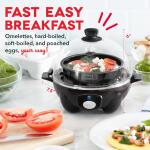 DASH Rapid Egg Cooker: Electric Egg Cooker for Hard Boiled Eggs, Poached Eggs, Scrambled Eggs, or Omelets with 6 Egg Capacity and Auto Shut Off Feature, Black.