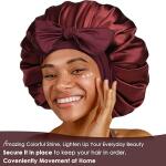 YANIBEST Satin Bonnet Silk Bonnet, Burgundy, for Sleeping Double Layer Satin Lined Hair Bonnet with Tie Band, for Women Curly Hair