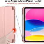 iMieet Case for New iPad 10.9 Inch (10th Gen, 2022) - Trifold Stand with Pencil Holder, Soft TPU Back, and Auto Wake/Sleep (Rose Gold)