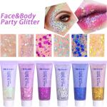 MEICOLY Green Body Glitter (50ml): St. Patrick's Day face glitter with sparkling sequins, perfect for Halloween, parties, and festival rave makeup. Ideal for mermaid looks on face and hair.