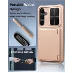 ATATOO for Samsung Galaxy S24+ Plus Case with Card Holder 6.7"​ , Rose Gold