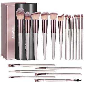 BS-MALL Makeup Brush Premium Synthetic Foundation Powder Concealers Eye shadows Blush Makeup Brushes with black case, Set 18 Pcs